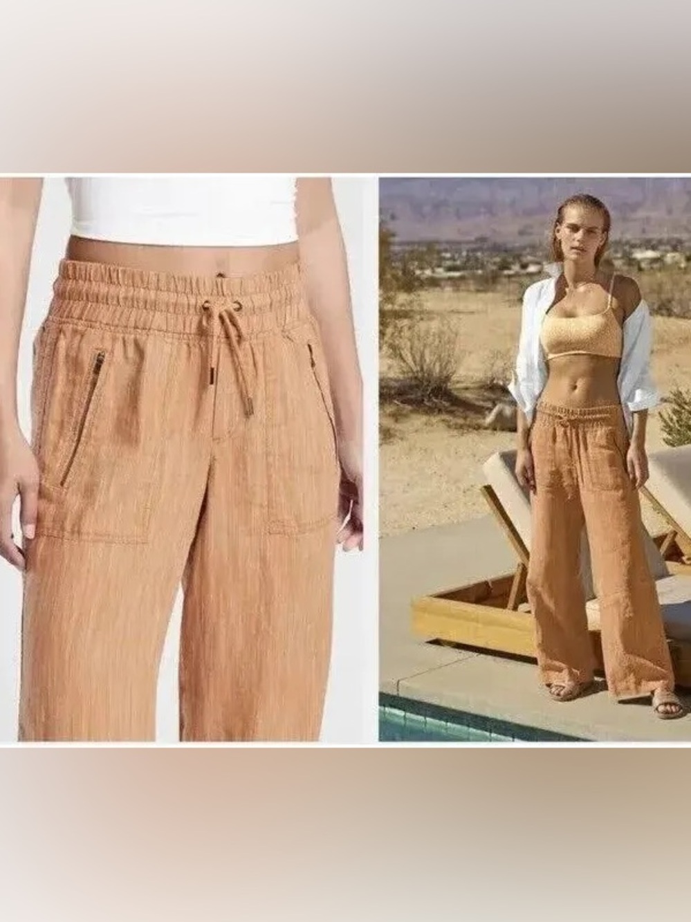 Athleta Cabo linen Wide-Leg Linen Pants